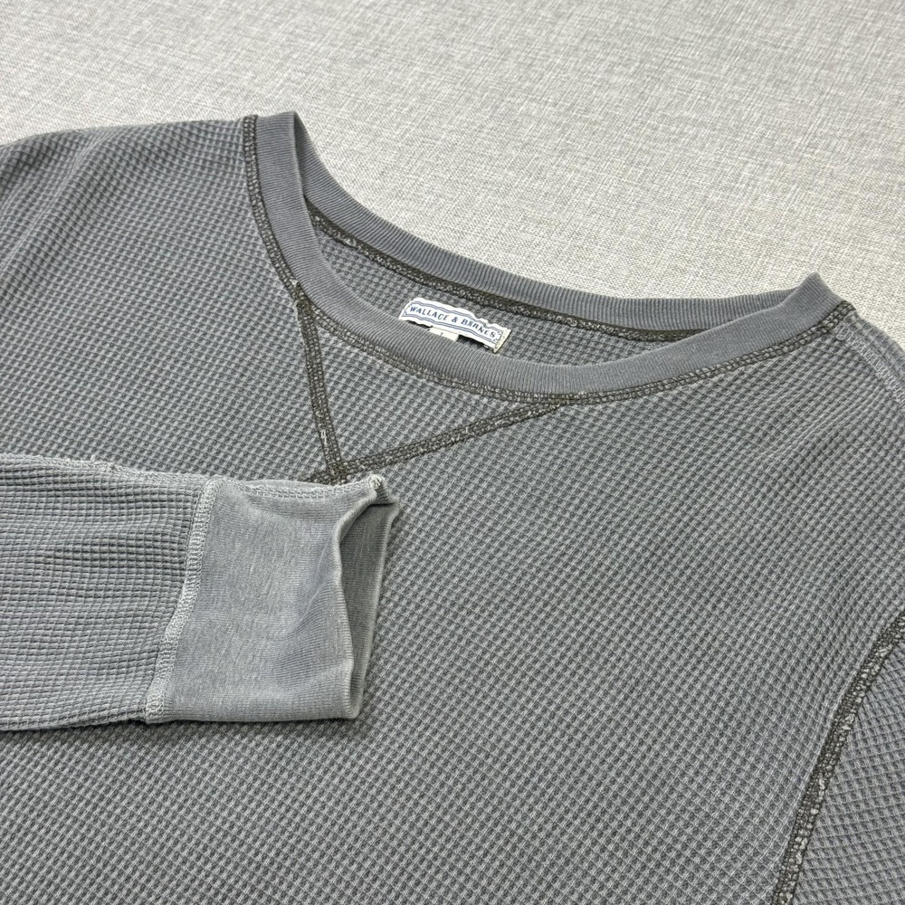 Wallace & Barnes Waffle Thermal Shirt Top Mens Large Gray Pullover Crew Neck